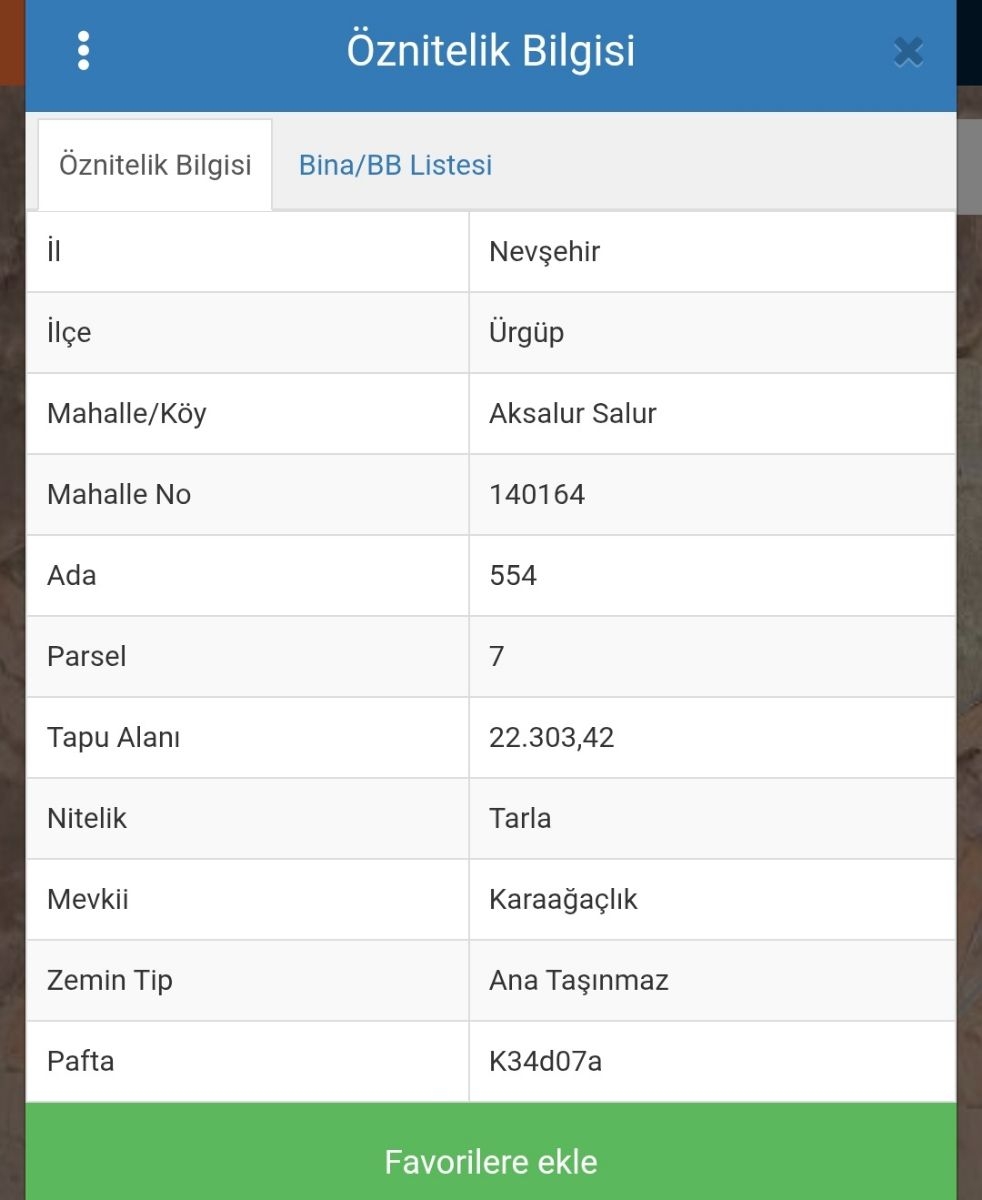 ÜRGÜP AKSALUR SALUR KARAKUŞAK MEVKİİDE 22.300M2 SATILIK TARLA