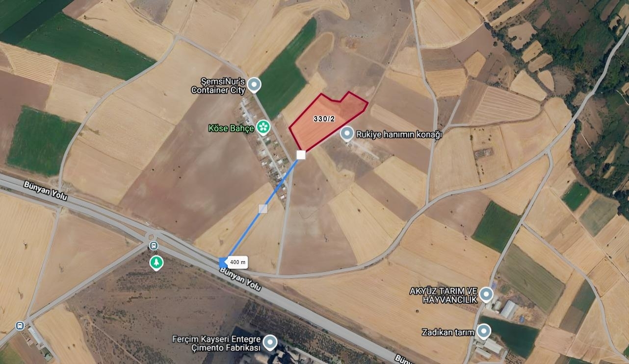 Ağırnas'da Bünyan Yoluna Yakın 3041 m2 Hisseli Tarla