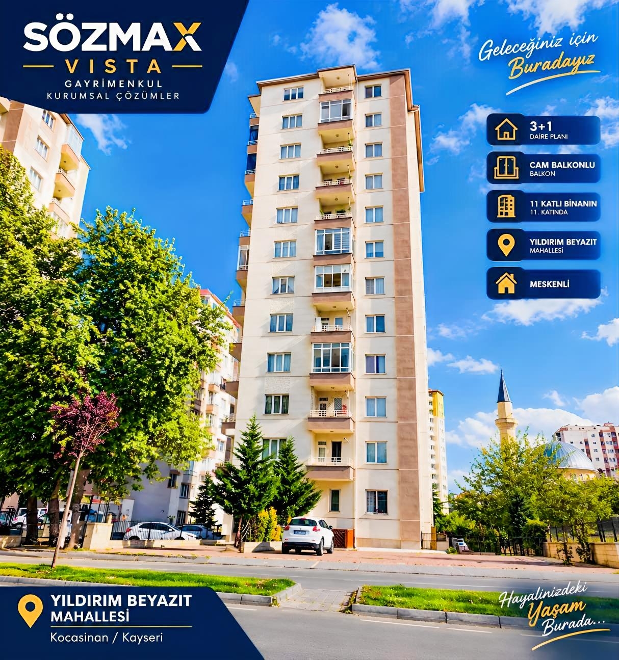 SÖZMAX Vista& Yıldırım Beyazıt Mah. Geniş Kullanım Kiralık Daire - Resim 19
